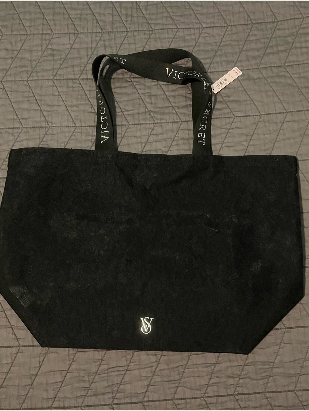 Victoria's Secret Black Logo Tote with Branded Straps